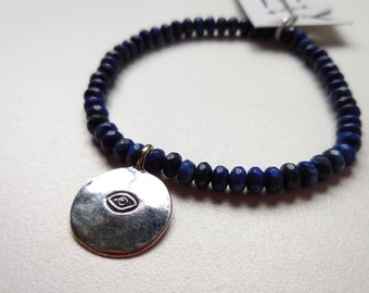 Blue Evil Eye Lapis Lazuli Stretch Bracelet