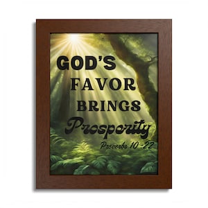 El favor de Dios trae prosperidad (Póster enmarcado / Proverbios 10:22) Decoración de pared