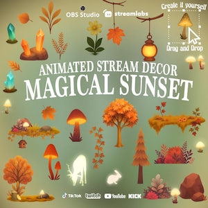 Twitch Overlay Magical Decoration Assets animated Glowing Spirit Animals fantasy forest streaming | Vtuber and PNGTuber | OBS Scene decor