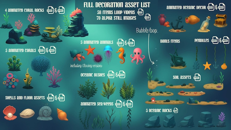 Aquatic Animal Stream Package, Twitch Overlay Animated Ocean Reef ...