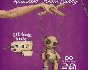 Animated Voodoo Doll Stream Mascot, Spooky hHalloween Asset, Twitch Loop webm Companion, VTuber PNGTuber Overlay, OBS discord Pet