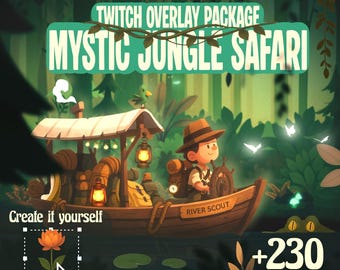 Package de superposition Twitch animé Tropical Jungle Safari pour Vtubers. OBS Streamlabs, Décorations
