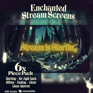 Risorse per lo streaming di Enchanted Forest Schermate Sovrapposizione Twitch Sfondo in loop Animato BRB Inizio Fine Offline per VTuber OBS Streamlabs