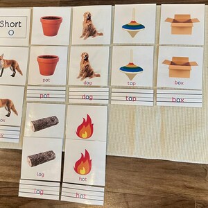 Nomenclatura de vogal curta "o" 3 Partes Cartões - Imprimir