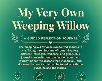 Het verhaal van mijn eigen door treurwilg geleide dagboek | Afdrukbaar reflectiedagboek | Dagboek voor dankbaarheid, aanwezigheid en persoonlijke groei