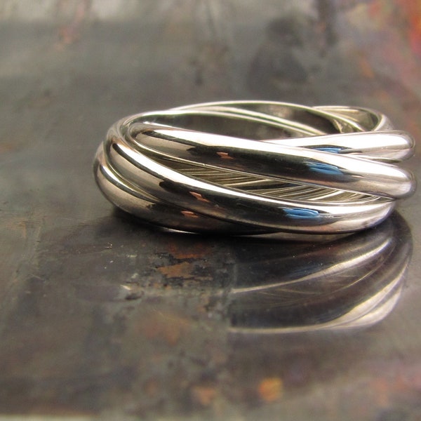 5 Ring Rolling Ring Argentium Sterling Silver