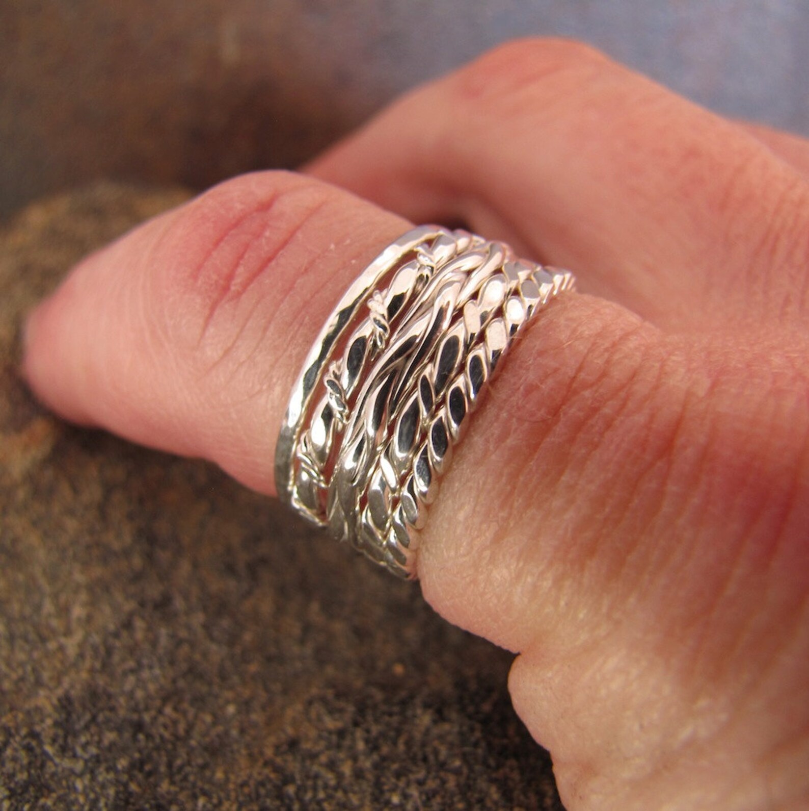 Skinny Argentium Sterling Silver Twisted Stacking Ring - Etsy