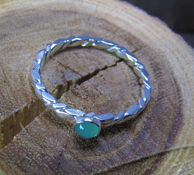 Argentium Sterling Silver Stacking Ring with Stone of Choice image 2