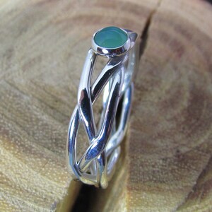 Argentium Sterling Silver Ring Braided and Hammered with Gemstone of Your Choice image 3