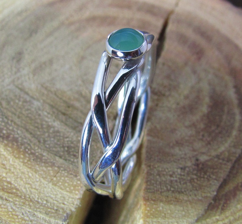 Argentium Sterling Silver Ring Braided and Hammered with Gemstone of Your Choice image 3