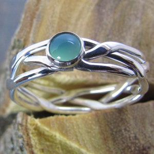 Argentium Sterling Silver Ring Braided and Hammered with Gemstone of Your Choice image 1