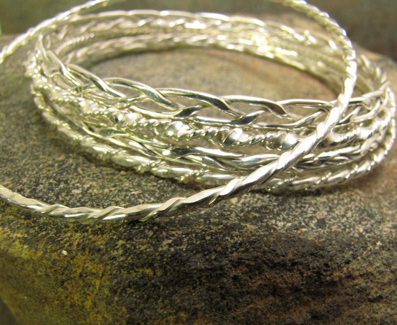 Twisted argentium sterling silver bangle bracelet image 4