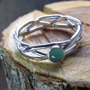 Argentium Sterling Silver Ring Braided and Hammered with Gemstone of Your Choice image 4