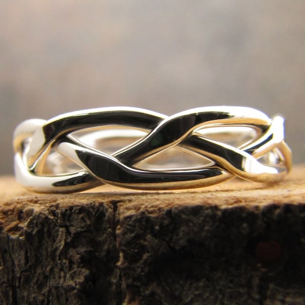 Triple Trouble: 3-Strand Braided Argentium Sterling Silver Ring or midi ring - The Perfect Gift for Silver Lovers!
