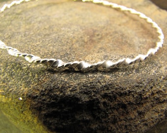 Double Twisted Argentium Sterling Silver Bangle Bracelet