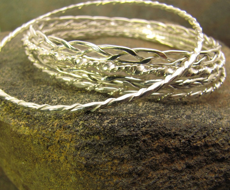 Twisted argentium sterling silver bangle bracelet image 2