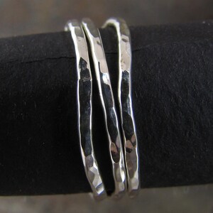 Skinny and Wonky Hammered Silver Stack Rings Set of 3 - Etsy