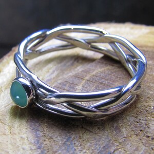 Argentium Sterling Silver Ring Braided and Hammered with Gemstone of Your Choice image 2