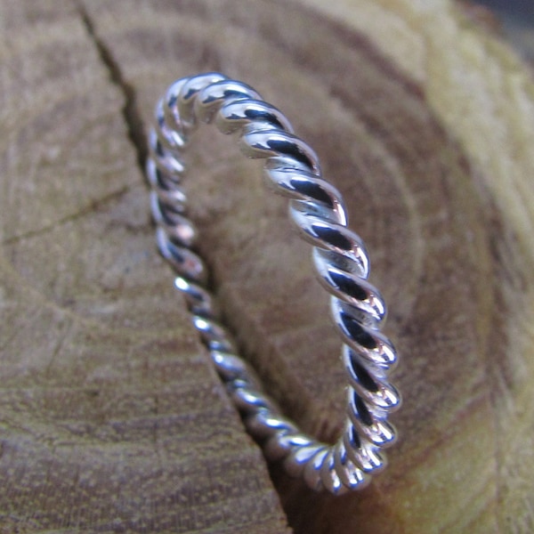 Argentium Silver Twist Ring - Delicate Stackable & Chic Midi Band