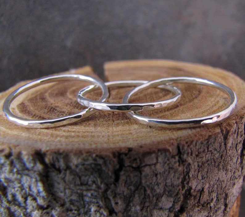 Hammer textured argentium sterling silver rolling rings