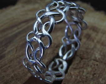 Argentium Silver Sleek Chain Link Ring - 6mm Contemporary Unisex Band