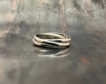 Skinny 3 Ring Rolling Rings Argentium Sterling Silver