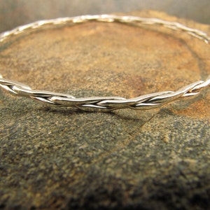 Square Braided Argentium Sterling Silver Bangle Bracelet