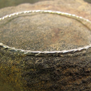 Twisted argentium sterling silver bangle bracelet