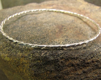 Twisted argentium sterling silver bangle bracelet