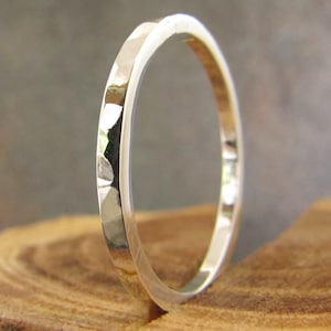 Square Deal Hammered Ring - Argentium Sterling Silver | Edgy Textured Stackable Band | The &#39;Hip to be Square&#39; Gift