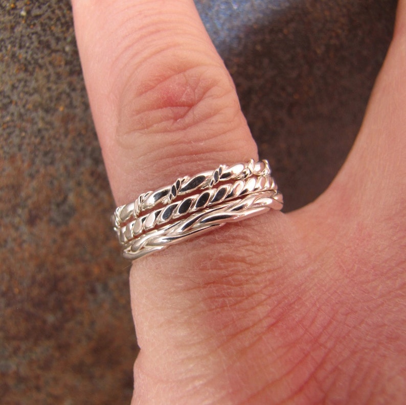 stack ring - etsy Images High Quality Grahic Skinny Double Twisted Stack Ring - Etsy