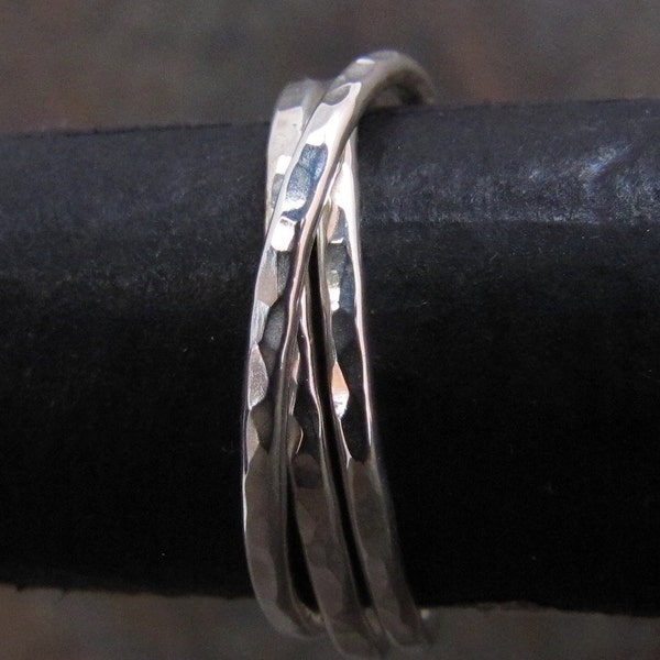 Hammer textured argentium sterling silver rolling rings