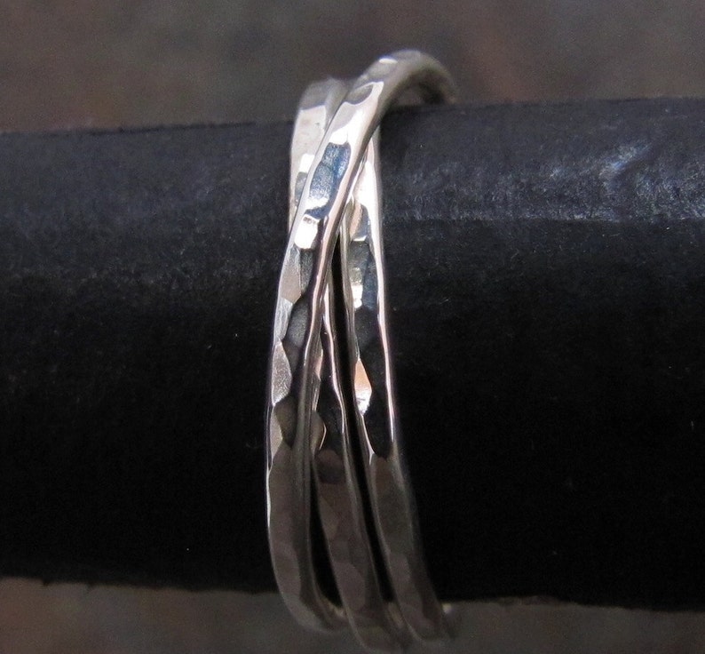 Hammer textured argentium sterling silver rolling rings
