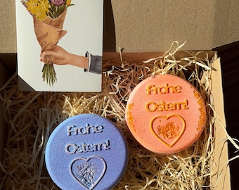 Badebomben  |  Set Lavendel & Pfingstrose | Wellness Box | Naturkosmetik | Ostergeschenk Frauen | Handgefertigt |Personalisierte Badebomben