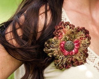 Flower Pin Crochet Pattern PDF (instant digital download simple basic easy beginner pretty ruffle broche)