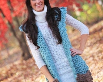 Blue Dream Hooded Scarf Crochet Pattern PDF (instant digital download simple basic easy beginner snood hood)