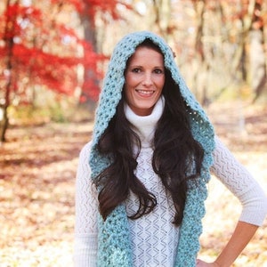 Blue Dream Hooded Scarf Crochet Pattern PDF instant digital download simple basic easy beginner snood hood image 6