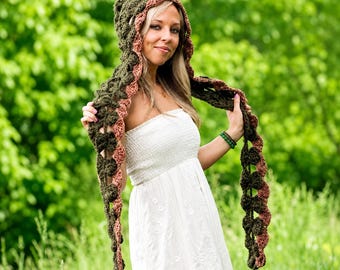 Hooded Scarf Crochet Pattern PDF (instant digital download simple basic easy beginner pretty boho snood hood)
