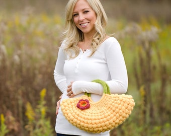 Vintage Fan Purse Crochet Pattern PDF (instant digital download simple basic easy beginner pretty half moon handbag bag)
