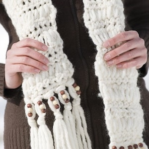Beaded Fringe Scarf Pattern Crochet Pattern PDF (instant digital download simple basic easy beginner)