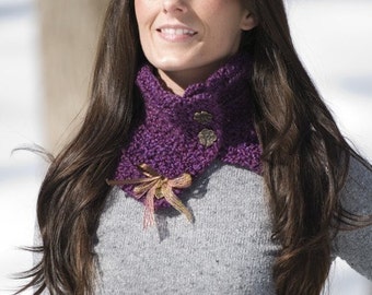 Neck Warmer Crochet Pattern PDF (instant digital download simple basic easy beginner scarflette button down scarf buttoned cowl)