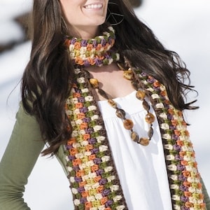Chunky Striped Fringe Scarf Crochet Pattern PDF (instant digital download simple basic easy beginner beaded)