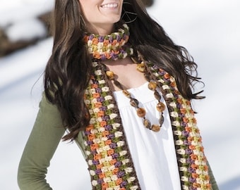 Chunky Striped Fringe Scarf Crochet Pattern PDF (instant digital download simple basic easy beginner beaded)