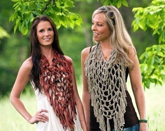 Fishnet Fringe Scarf Crochet Pattern PDF (instant digital download simple basic easy beginner shawl boho neck wrap)