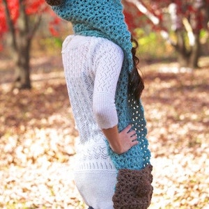 Blue Dream Hooded Scarf Crochet Pattern PDF instant digital download simple basic easy beginner snood hood image 3