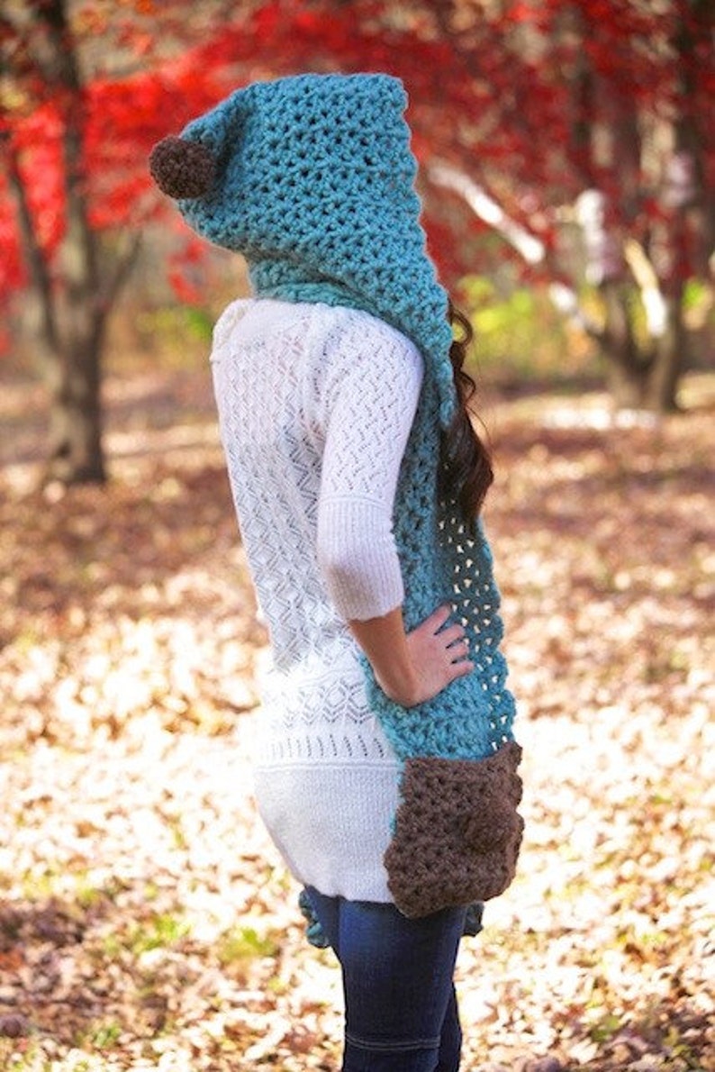 Blue Dream Hooded Scarf Crochet Pattern PDF instant digital download simple basic easy beginner snood hood image 3