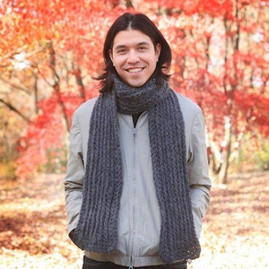 Mens Ribbed Scarf Crochet Pattern PDF instant digital download simple basic unisex easy beginner image 2