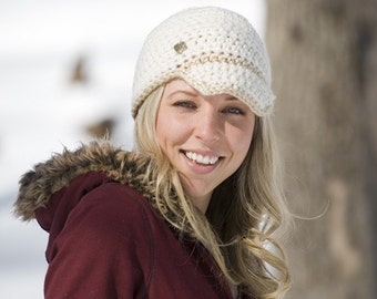 Brimmed Beanie Crochet Pattern PDF (instant digital download simple basic easy beginner unisex cap newsboy hat)