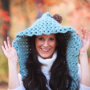 Blue Dream Hooded Scarf Crochet Pattern PDF instant digital download simple basic easy beginner snood hood image 5