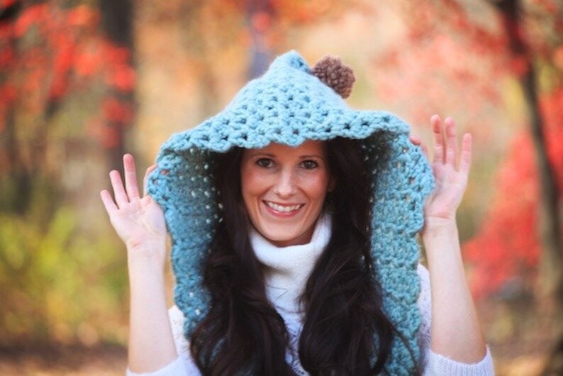 Blue Dream Hooded Scarf Crochet Pattern PDF instant digital download simple basic easy beginner snood hood image 5